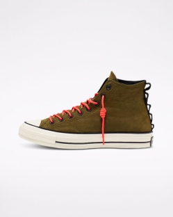 Converse Nubuck Leather Chuck 70 Férfi Magasszárú Fekete/Világos/Olivazöld | HFSIVUK-HU